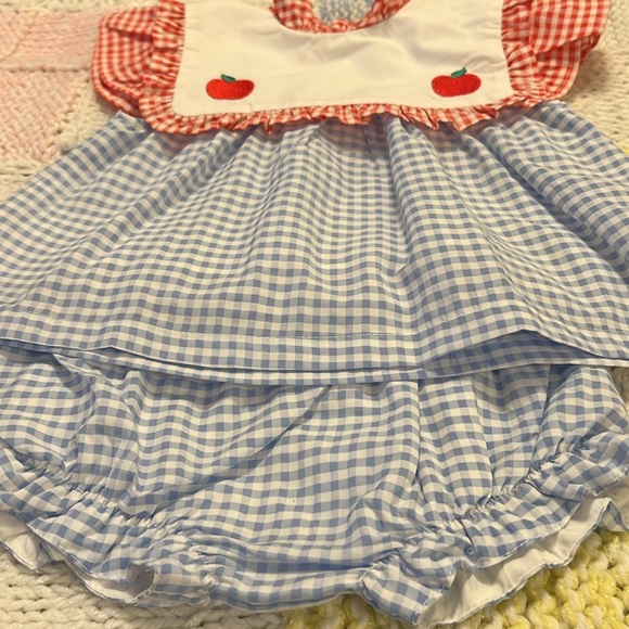 18 mo.crisp & adorable bubble set w blue:white checkered fabric& red/white too👼 - Picture 3 of 7